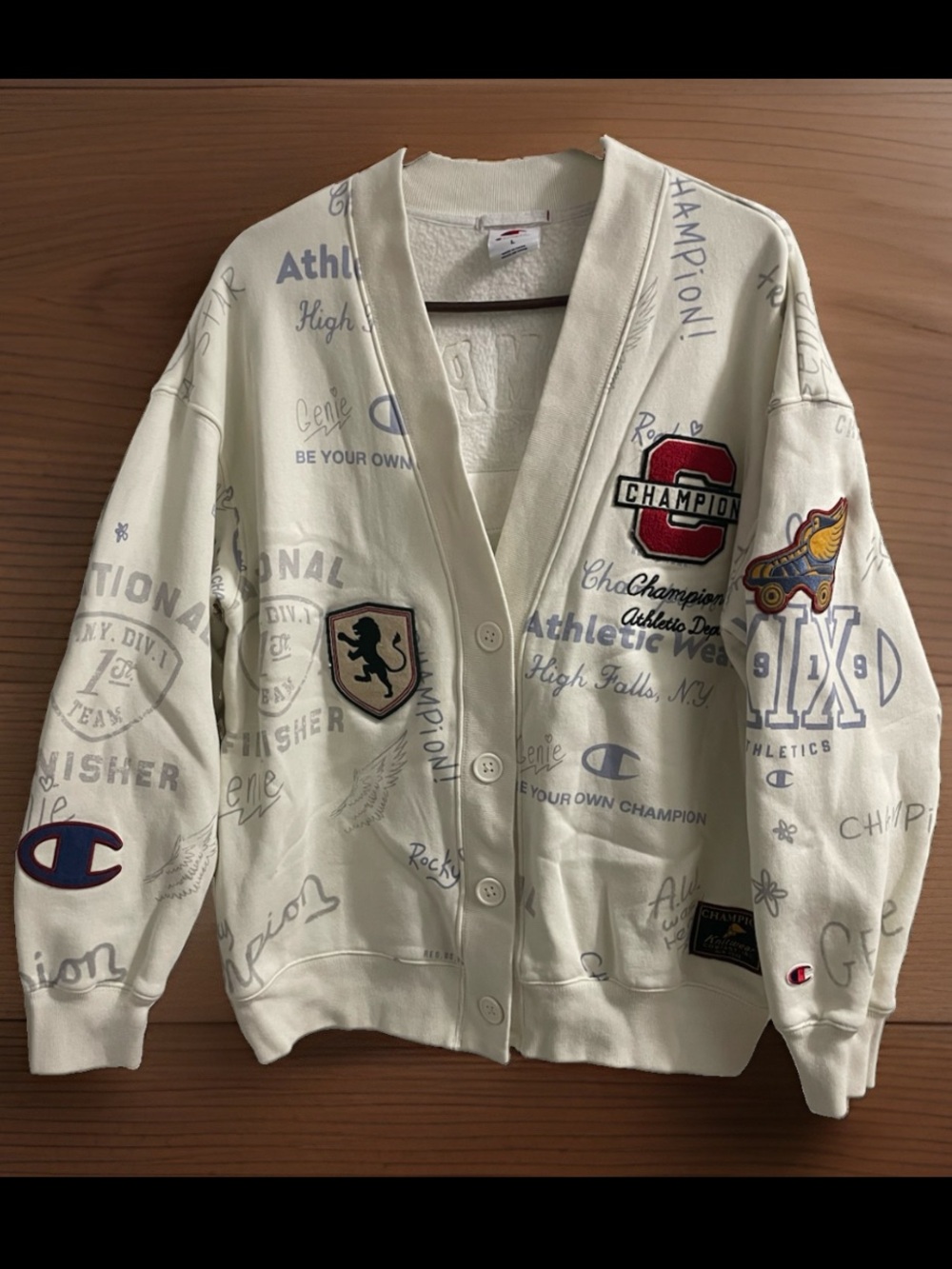 Champion varsity letterman jacket sweater, large - Picture 3 of 6